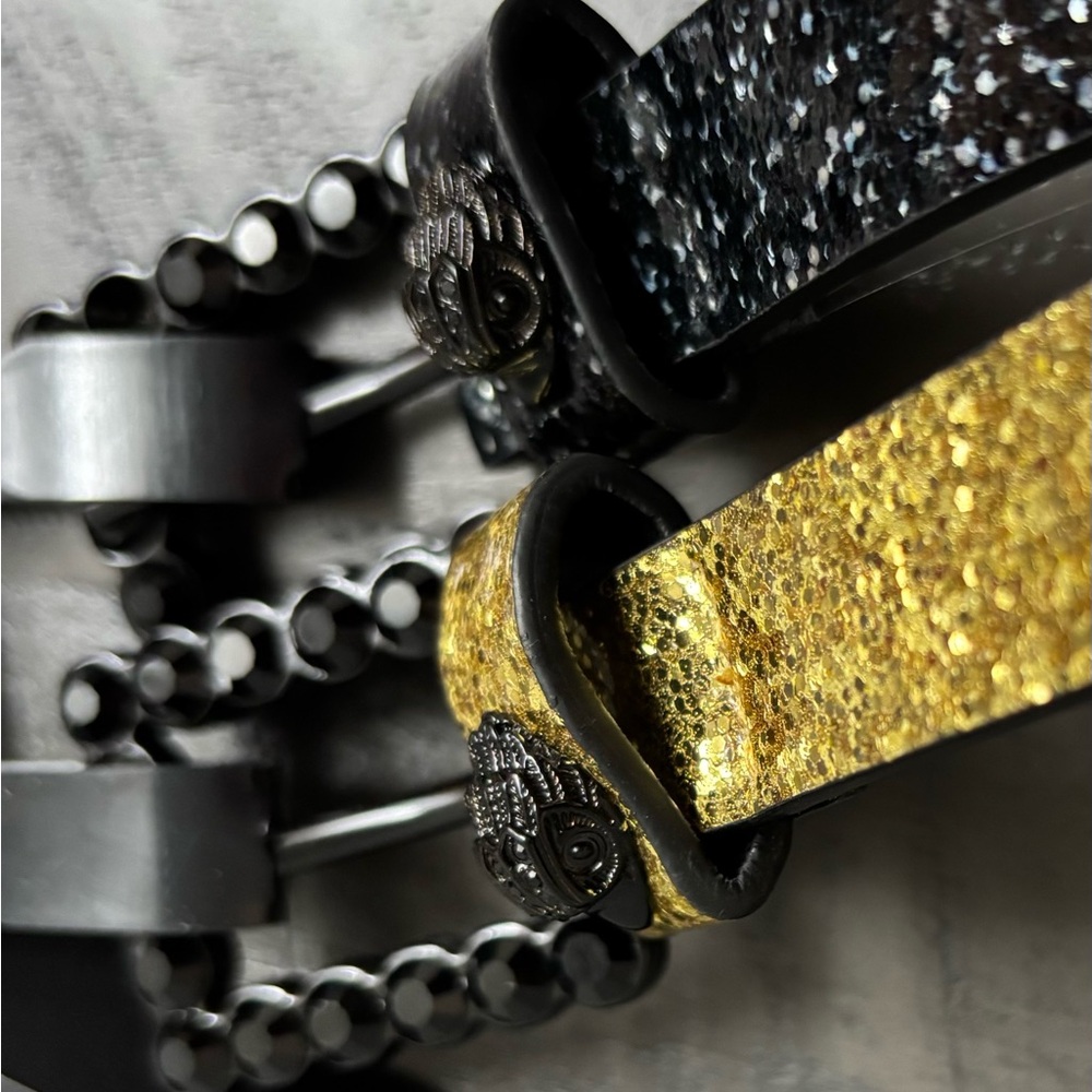 Kurt Geiger Glittery Black and Gold Belts - Picture 9 of 9